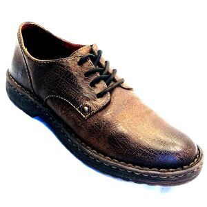 Born Shoes Distressed Leather Lace Oxford Brown 8.5 41.5 Mens Samson Preppy Y2K